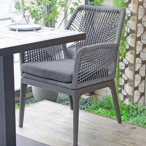 Mobili <span class=keywords><strong>da</strong></span> Giardino in Vimini, Sedie <span class=keywords><strong>da</strong></span> Patio, Sedia <span class=keywords><strong>da</strong></span> Pranzo con Cuscini, Poltrone in Corda con Tavolo - Product Image 6