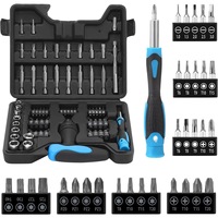 Jeu de tournevis de précision multifonctionnel de 63 pièces avec poignée à cliquet, embouts Torx et hexagonaux, pointes magnétiques, étui rigide - Réparation électronique et domestique