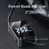 Pompe à air de voiture mini ABS 6000mAh 7.4V avec affichage numérique, compresseur d'air sans fil, gonfleur de pneus portable, lumière d'urgence, batterie externe
