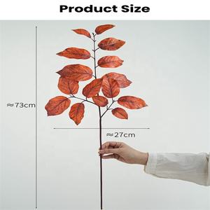 結婚式の家の装飾のための高品質のリアルタッチラテックスフェイクバーチの葉茎人工秋秋オレンジレッドリーフ - Product Image 2