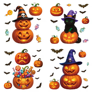 Pegatinas de <span class=keywords><strong>Calabaza</strong></span> de Halloween, Decoración Festiva, Calabazas de Caramelo, Pegatinas Electrostáticas, Pegatinas de Gato Negro Fantasma para Ventanas - Product Image 3