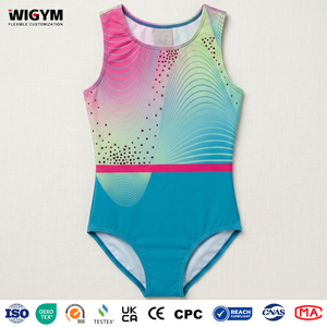 Kids Gymnastics Leotard Sparkly Red <b>Bodysuit</b> Toddler Girl Sleeveless Quick Dry Breathable Athletic Performance Wear Youth Dance - Product Image 1