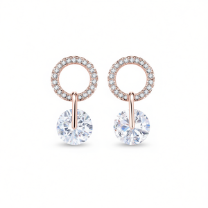 Pendientes colgantes de cristal chapados en oro rosa de lujo para mujer, joyería geométrica para fiesta, engaste con bisel, tono oro blanco - Product Image 1