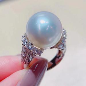 2025 Luxury Women's Engagement Finger Ring with <b>Large</b> Natural Pearl New Fashion <b>Jewelry</b> Gift <b>Box</b> - Product Image 1