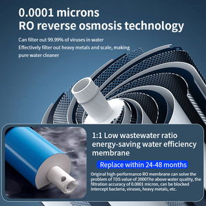 Chất lượng cao 5 giai đoạn hộ gia đình thẩm thấu ngược đôi Outlet Máy lọc nước 0.0001micromet 240V ro150l/h cho uống trực tiếp - Product Image 3