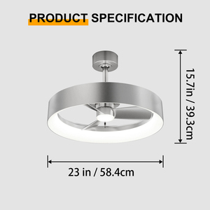 Brushed finished Ceiling <b>Fan</b> with Light Modern Low Profile LED <b>Fan</b> Fixture for Bedroom Living Room kitchen - Product Image 3
