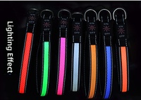 Collier lumineux pour chien à LED rechargeable par USB, collier de sécurité pour animaux de compagnie qui brille dans le noir, en cuir PU réfléchissant, rubans simples, taille moyenne et grande