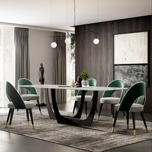 आधुनिक खाने की मेज नॉर्डिक प्रकाश लक्जरी संगमरमर खाने की मेज इतालवी Minimalist स्लेट घरेलू खाने की मेज और कुर्सी