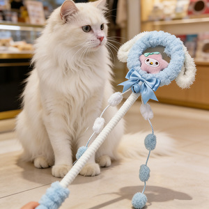 Bâtonnet à chat en peluche de dessin animé bleu, long, anti-ennui, jouet interactif pour chats - Product Image 2
