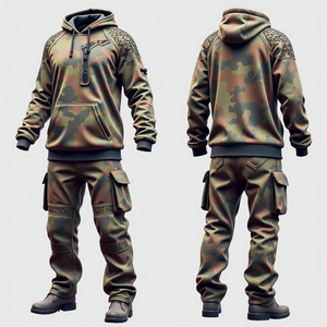 Sudadera con capucha bordada personalizada unisex conjunto de dos piezas de poliéster/algodón al por mayor para hombres y mujeres ropa de otoño - Product Image 1