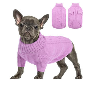 Pullover Dog Hemp Turtleneck rajut Sweater hewan peliharaan lucu gaya olahraga dengan XS-XL pola hewan Solid bergaris - Product Image 1