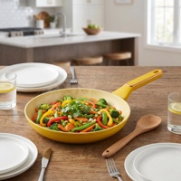 Poêle à frire légère en alliage d'aluminium antiadhésive, compatible induction et gaz, avec poignée en bakélite, vente en gros OEM, ensemble de poêles de cuisson