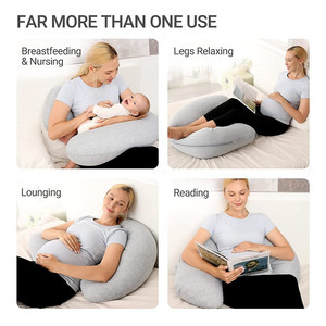 Almofadas personalizadas OEM gravidez para apoio do corpo, J Shaped maternidade travesseiro com tampa removível Jersey para apoio traseiro barriga - Product Image 4