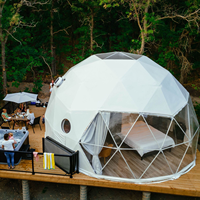 Tente de glamping de luxe, dôme géodésique extérieur avec salle de bain, préfabriquée, quatre saisons, toile PVC, type à armature droite, 2 personnes