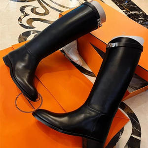 महिलाओं के जूते घुटने के उच्च फ्लैट वाली निचली एड़ी के जूते - Product Image 6