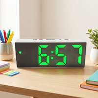 Horloge de bureau numérique électronique intelligente avec miroir, en plastique ABS, grand écran LED, affichage du calendrier et de la température, veilleuse, pour la maison