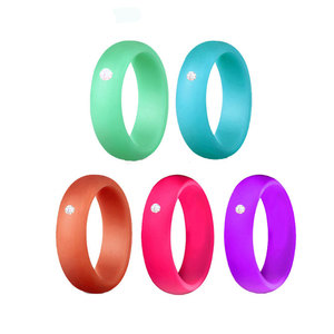 Female 5.7MM Wide Cubic Zirconia Rubber <strong>Wedding</strong> Bands Stackable Braided <strong>Silicone</strong> Rubber Finger <strong>Ring</strong> Women - Product Image 4