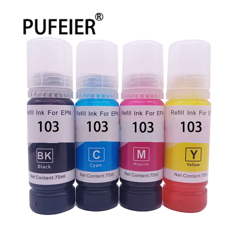 103 Premium-Flaschenfarbstoff-Tinten-Auffüllkits kompatibel für Epson L3110 L3111 L3150 L3151 Tintenstrahldrucker 103 Farbstofftinte