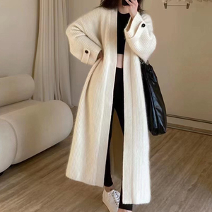 Cappotto Casual a <span class=keywords><strong>maglia</strong></span> a maniche lunghe <span class=keywords><strong>Beige</strong></span> moda <span class=keywords><strong>donna</strong></span> manica Raglan autunno e inverno maglione Cardigan lungo da <span class=keywords><strong>donna</strong></span> kaki - Product Image 1