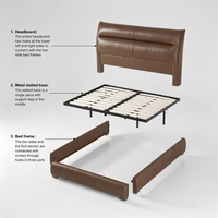 WINMAX Lit Moderne de Luxe en Cuir Véritable Rembourré, Confortable, Taille King Queen, Modulaire pour la Maison et l'Hôtel 2510