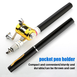 Canne à pêche télescopique de poche portable en forme de stylo, pliable, avec moulinet - Product Image 3