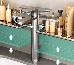 Bagno specchio <span class=keywords><strong>lavabo</strong></span> in alluminio mensola a forma di U mensola di stoccaggio senza foratura a parete scaffale <span class=keywords><strong>per</strong></span> bagno - Product Image 5