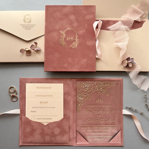 Lời mời đám cưới de Mariage thẻ máy in trifold sang trọng thanh lịch lá vàng gương acrylic lời mời thẻ 15 năm - Product Image 5