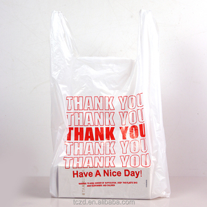Venta caliente Aduanas Compras de plástico Gracias Camisetas Bolsas para restaurante Embalaje de alimentos Bolsas de plástico para negocios - Product Image 1