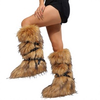 Bottes de neige décontractées pour femmes, à boucle croisée, au-dessus du genou, chaudes et confortables, bottes hautes plates en fourrure, élégantes et sexy