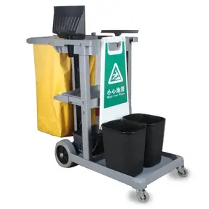 Chariot en plastique de nettoyage de concierge avec <span class=keywords><strong>4</strong></span> <span class=keywords><strong>roues</strong></span> pour le marché d'hôpital d'hôtel - Product Image 4