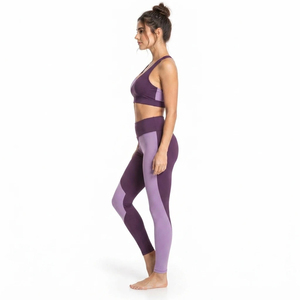 Ensemble de yoga à carreaux pour femmes, fabrication professionnelle, respirant, élastique, vêtements de fitness, logo, leggings extensibles à la taille, nouvelle arrivée - Product Image 3