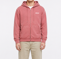 Sweat à capuche surdimensionné personnalisé à double fermeture éclair, effet délavé vintage, déchiré, lavage à l'acide, 400 grammes, 100 % coton, pour hommes