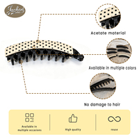 Jachon En gros Pinces à cheveux tendance motif vague en acétate, Pinces banane pour queue de cheval haute, Accessoires capillaires décoratifs pour filles
