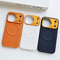 Coque de protection antichoc en cuir PU à motif ondulations aquatiques avec cadre d'objectif métallique et aimant pour iPhone 17 16 Pro Max – Nouveauté