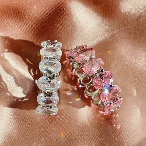 Dylam Zirkonia Pave <span class=keywords><strong>Pink</strong></span> Simulierter Diamantring Schmuck Frauen 925 Silber ringe Gold 18 Karat Pave Solotaire Ringe für Frauen - Product Image 3