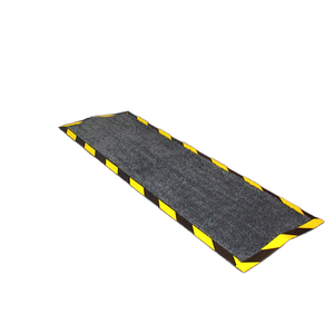 Cable Protection Mat Black <b>Rubber</b>/Nylon with Yellow Hazard Border Reversible Washable Machine Made Home Use - Product Image 1