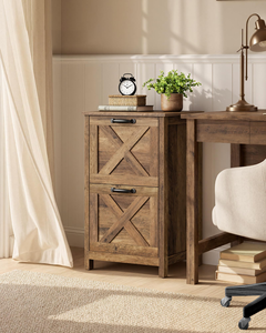 SENYU Armoire de classement verticale rustique style ferme à 2 tiroirs, gris vieilli, rangement de bureau pour papiers A4 et format lettre - Product Image 2