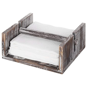 Wooden Napkin Holder Tray with Center Bar Weighted Arm,Table Bamboo Organizer Storage Tissue Box Wood Napkin holder