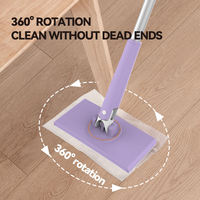 Serpillère plate détachable et modulable avec manche en fer, haute capacité de charge, fixation par clip push-pull, compatible avec les lingettes, les serviettes faciales et les papiers dépoussiérants
