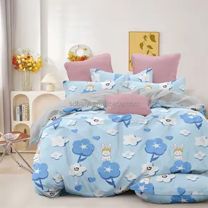 Various style design peach skin polyester bed sheet bedding set duvet cover curtain bedding sets collections for home textile