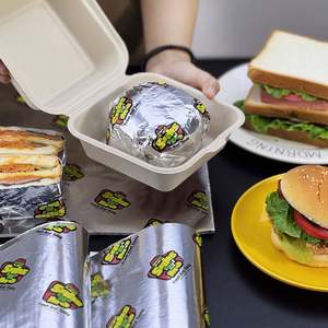 Papier d'emballage alimentaire en aluminium personnalisé, qualité alimentaire, imperméable, pour hamburger, poulet, sandwich, restauration rapide, papier de protection alimentaire - Product Image 5