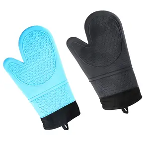 Gant de cuisine Extra Long en Silicone résistant à la chaleur, gants de cuisine BBQ boulangerie four