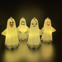 Lampes LED fantômes suspendues pour Halloween, décorations fantômes à visage amusant pour fenêtres intérieures, arbres et fournitures de décoration de fête