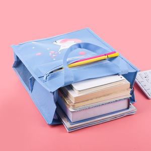 Bolsa de almacenamiento con cremallera de tela Oxford azul, resistente al agua, de capacidad media, para libros escolares y documentos - Product Image 1