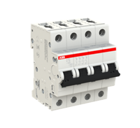 Disjoncteur miniature authentique ABB S204-C10 4 pôles 10A courbe C 6kA 400V AC pour montage sur rail DIN, usage industriel et commercial