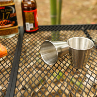 Mini tasses de camping portables en acier inoxydable 304, verres à shot d'extérieur avec pochette de rangement, 70ml, 4 pièces