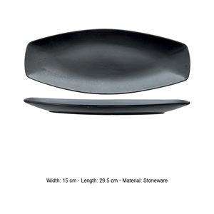Plat de service rectangulaire en grès japonais 29,5 × 12,5 cm Noir mat Tognana - Product Image 3