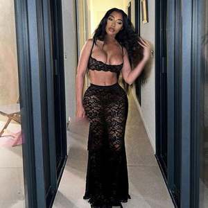 Pantalon de nuit d'été en dentelle noire <span class=keywords><strong>Maxi</strong></span> pour femmes - Product Image 3