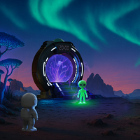 Projecteur Lumineux Haut de Gamme Chambre d'Enfant "Portail Aurore Ciel Étoilé" avec Affichage de l'Heure et Étoiles Pléthoriques