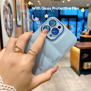 Luxury Tpu Gloss Oil Down Jacket Cotton Pillow Puffer custodie per telefono per <span class=keywords><strong>Iphone</strong></span> <span class=keywords><strong>13</strong></span> 14 Pro Max placcatura <span class=keywords><strong>Cover</strong></span> protettiva per obiettivo della <span class=keywords><strong>fotocamera</strong></span> - Product Image 4